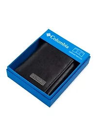 Leather RFID Trifold Wallet with Interior Zipper