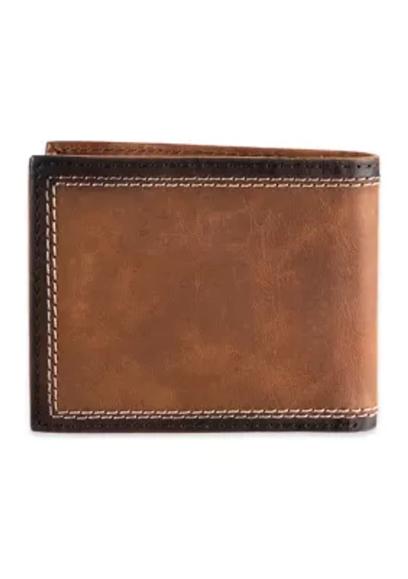 Leather Double Stitch Traveler RFID Wallet