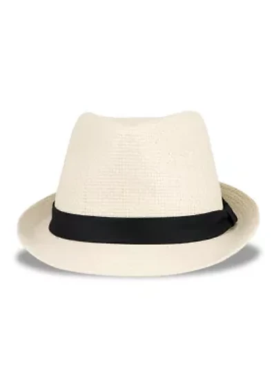 Textured Straw Fedora Hat