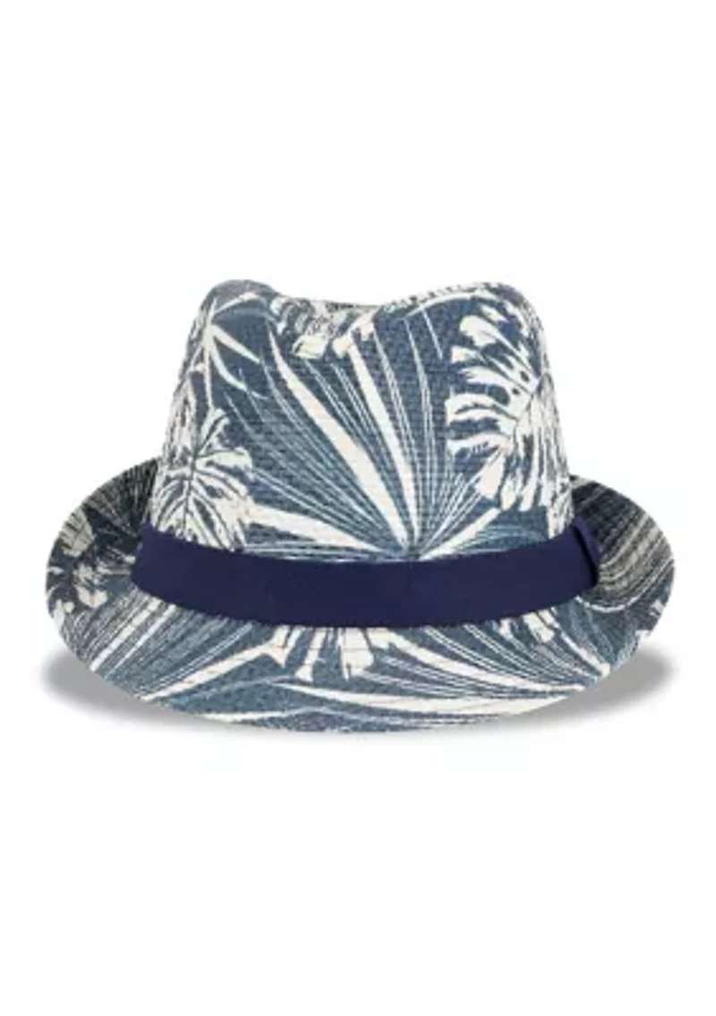 Tropical Printed Fedora with Twill Band