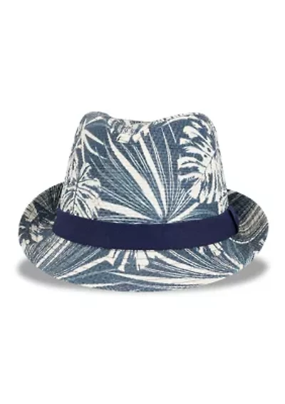 Tropical Printed Fedora with Twill Band