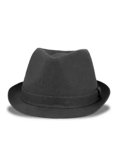 Linen Fedora Hat with Embroidered Logo