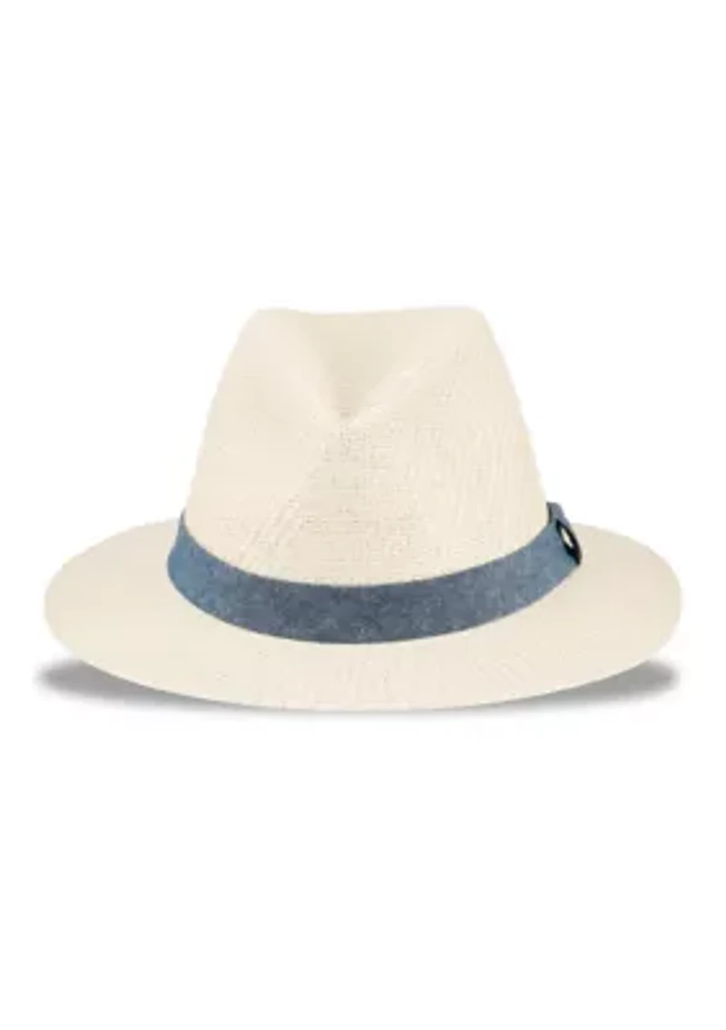 Panama Hat with Chambray Band