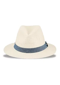 Panama Hat with Chambray Band