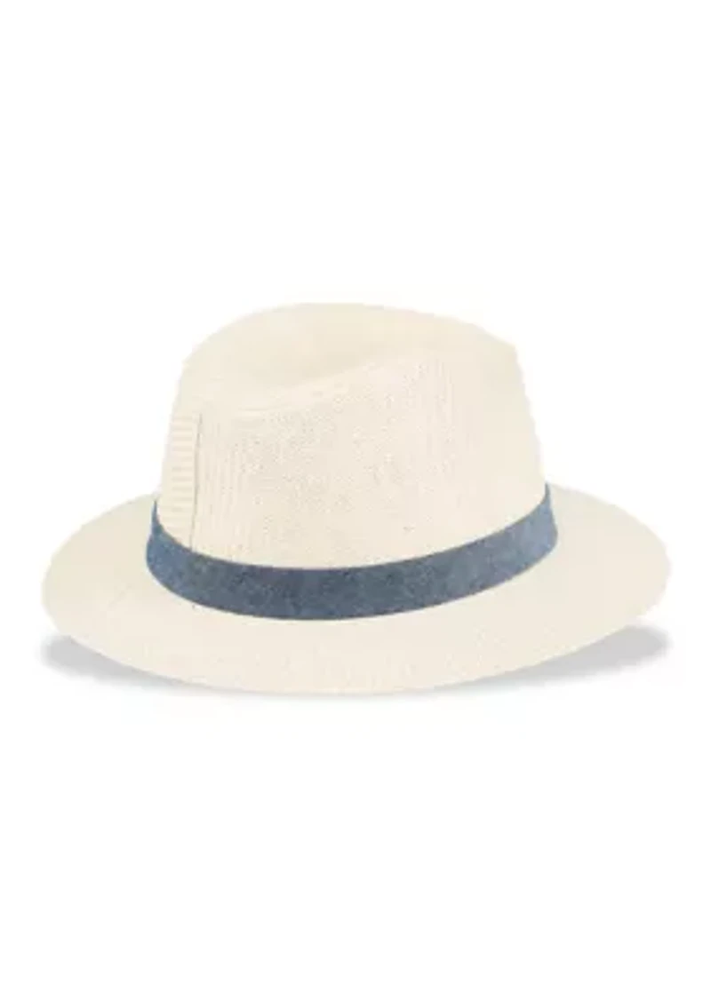 Panama Hat with Chambray Band
