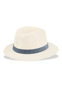 Panama Hat with Chambray Band