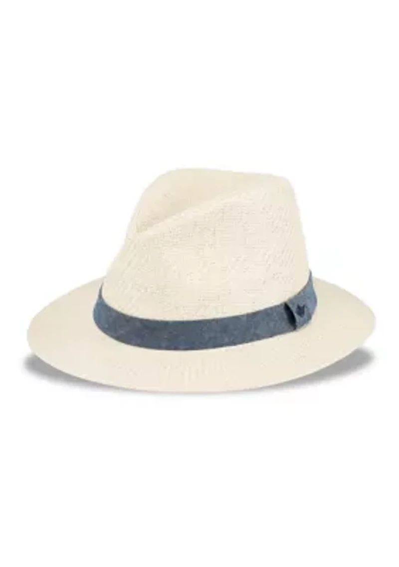 Panama Hat with Chambray Band