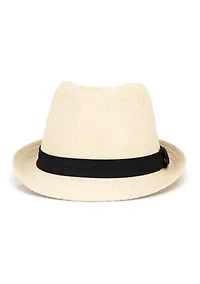 Straw Fedora Hat with Twill Band