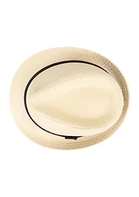 Straw Fedora Hat with Twill Band