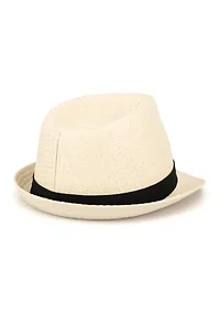 Straw Fedora Hat with Twill Band
