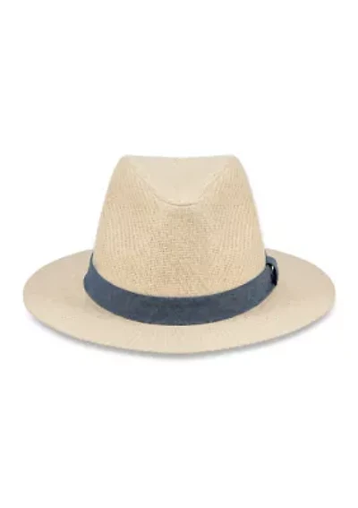 Panama Hat with Chambray Band