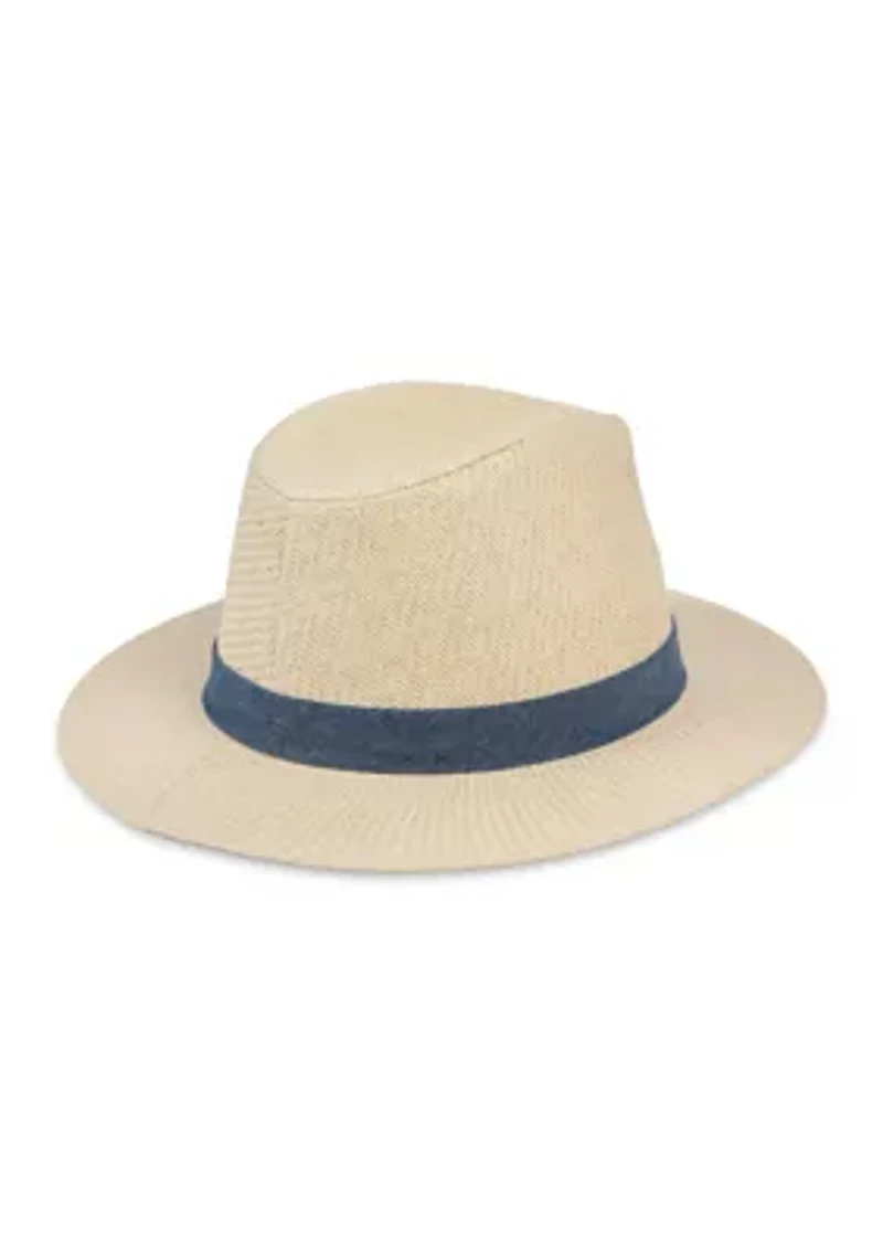 Panama Hat with Chambray Band