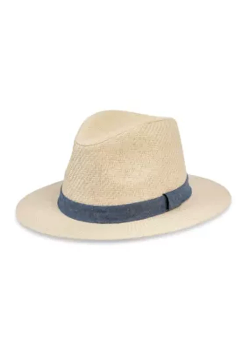 Panama Hat with Chambray Band