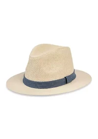 Panama Hat with Chambray Band