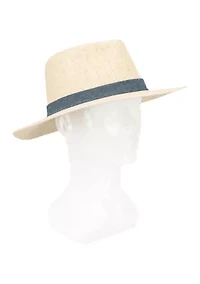 Panama Hat with Chambray Band