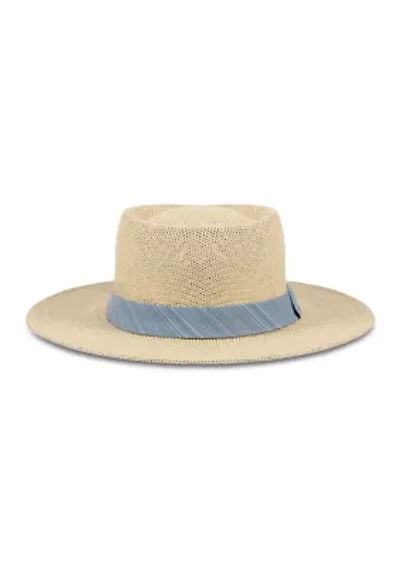 Straw Gambler Hat with Textured Band and Underbrim