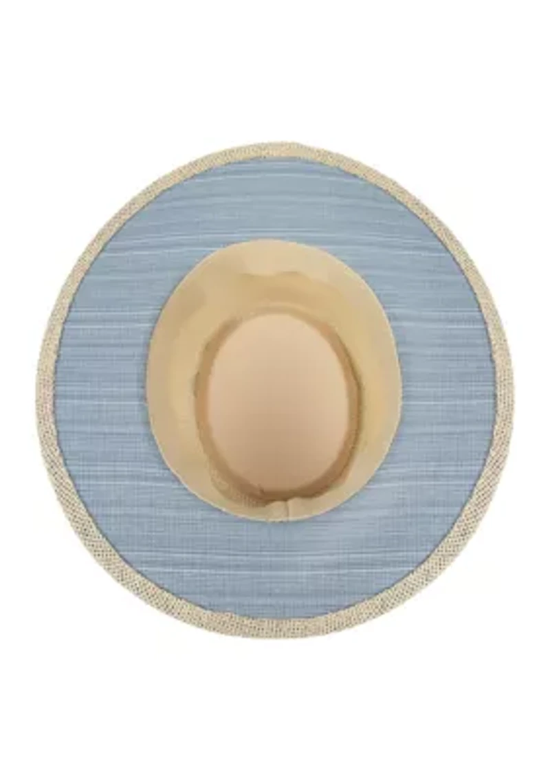 Straw Gambler Hat with Textured Band and Underbrim