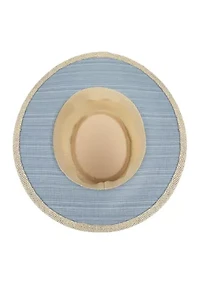 Straw Gambler Hat with Textured Band and Underbrim