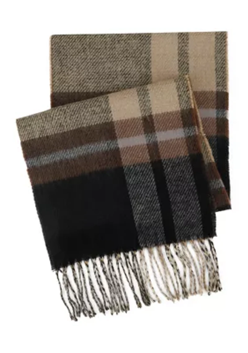 Reversible Bold Plaid Woven Scarf