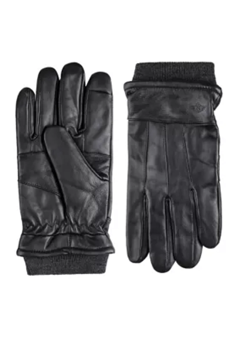 Leather Gloves with Knit Cuffs