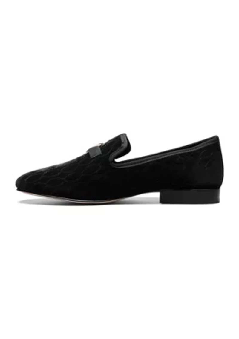 Valet Leather Sole Velour Bit Loafer Slippers