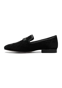 Valet Leather Sole Velour Bit Loafer Slippers