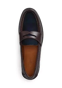 Alston Leather and Plaid Wool Penny Loafers