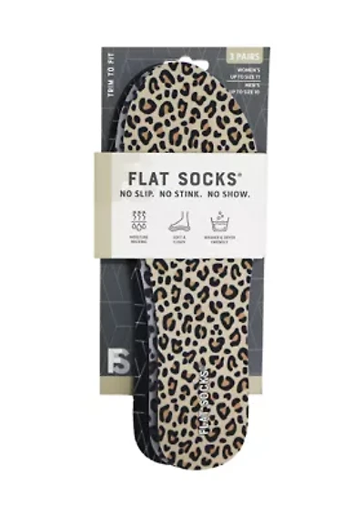 3 Pack No Show Sock Inserts - Solid and Leopard Prints