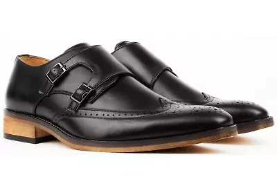 Men's Monk Strap Brogue Dress Shoes