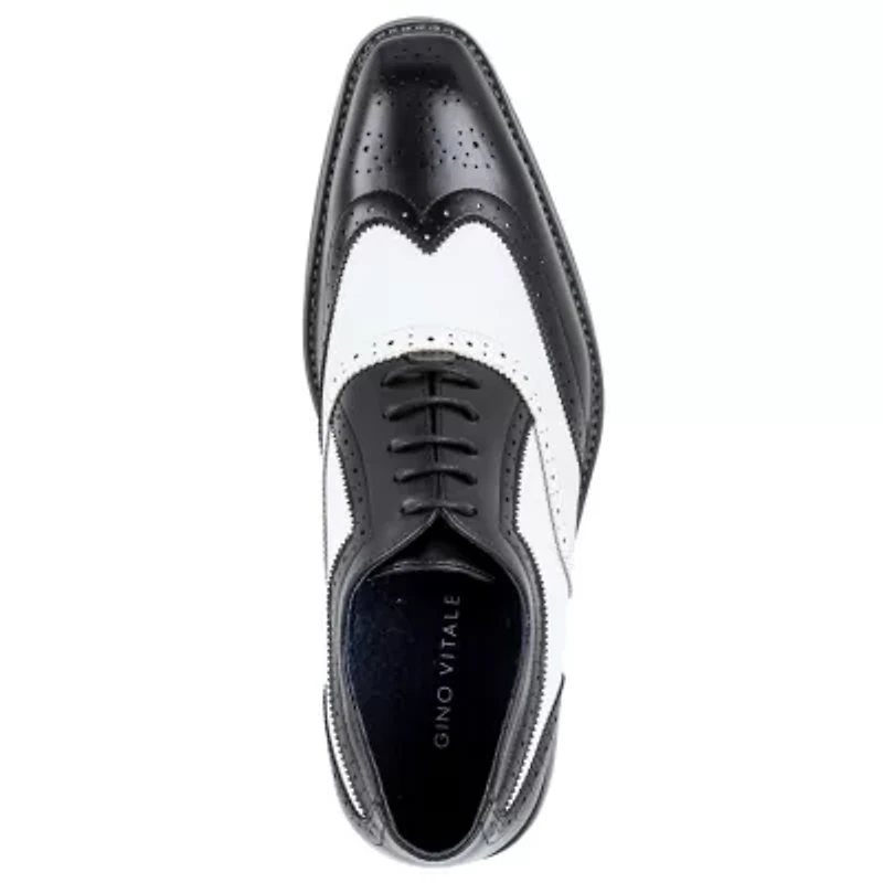 Men's Two Tone Wing Tip Oxford Dress Shoes