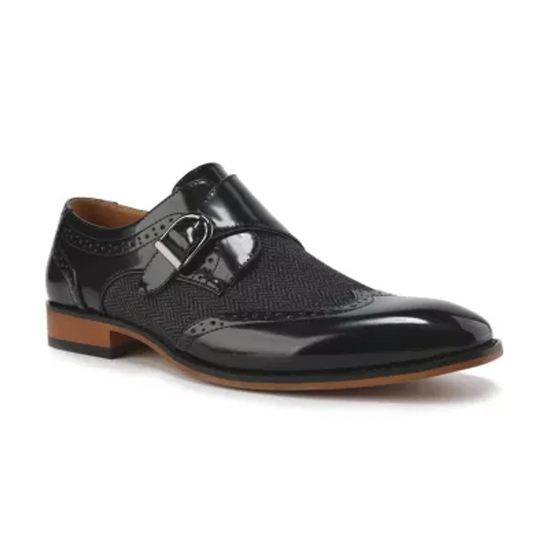 Men's Monk Strap Herringbone Dress Shoes