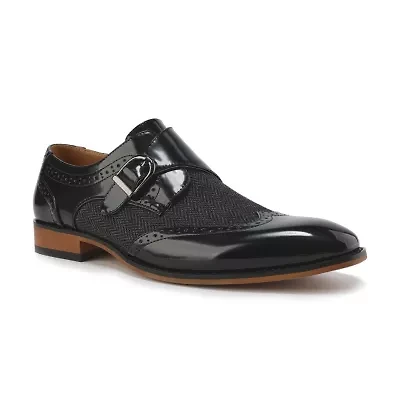 Men's Monk Strap Herringbone Dress Shoes