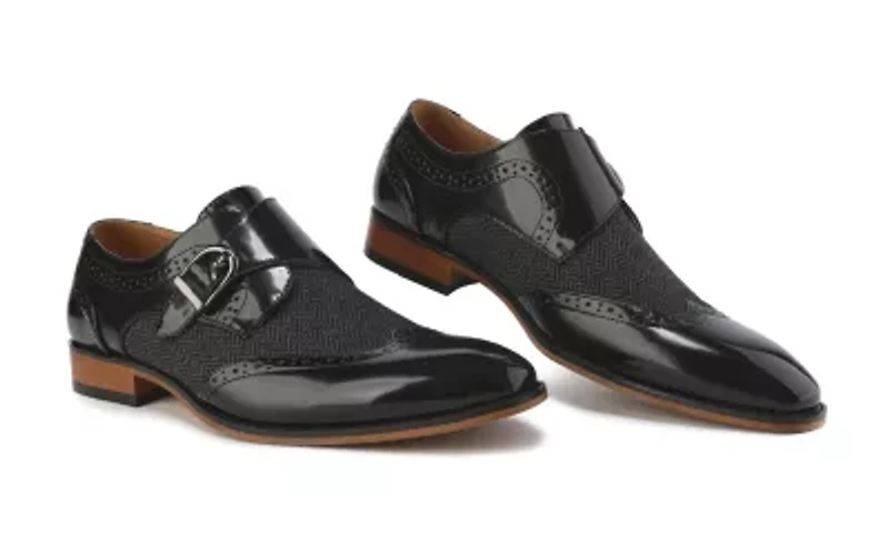 Men's Monk Strap Herringbone Dress Shoes
