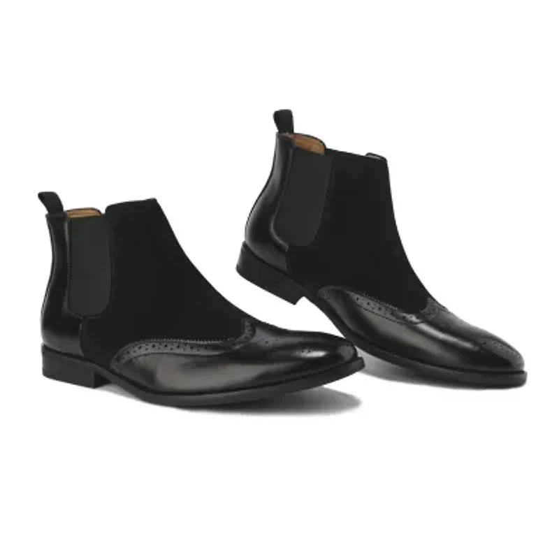 Men's Wingtip Brogue Two-Tone Chelsea Boots