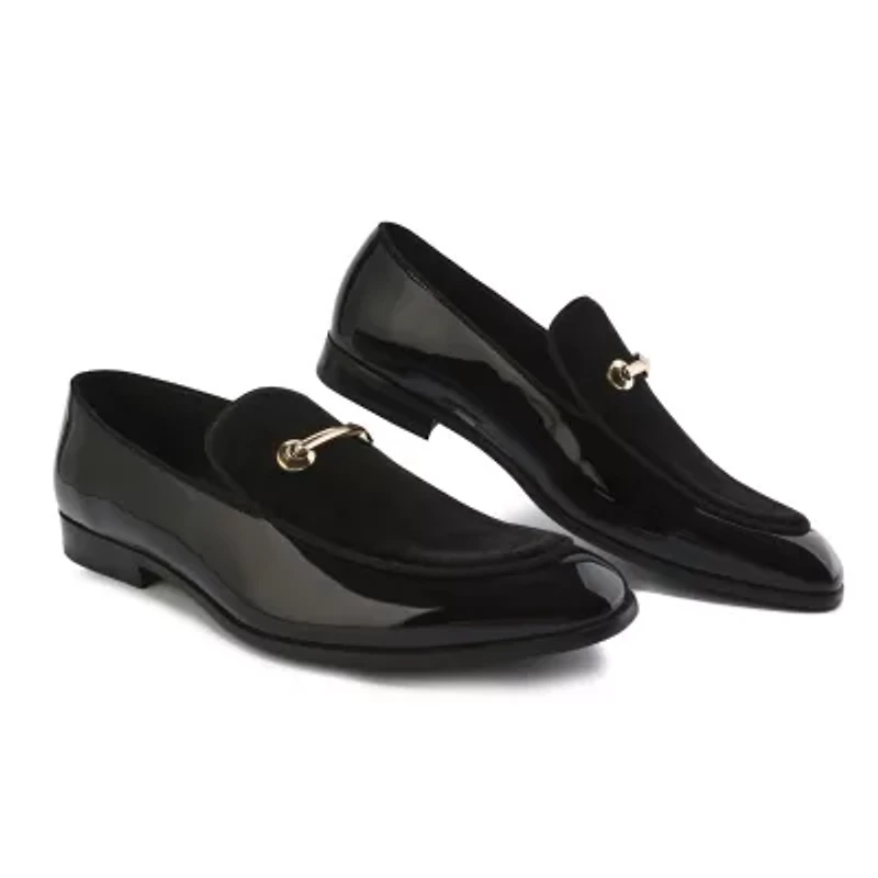 Gino Vitale Velvet & Patent Leather Slip On Dress Loafer