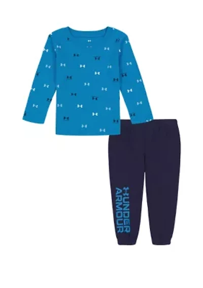 Toddler Boys Grid Toss Printed T-Shirt and Joggers Set