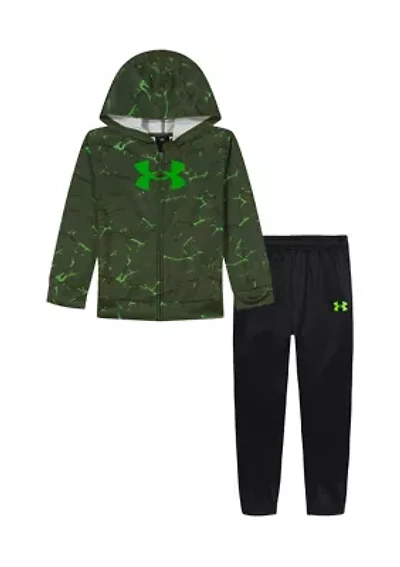 Toddler Boys Printed Full Zip Hoodie and Pants Set