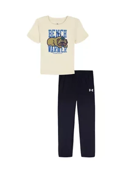 Baby Boys Bench Warmer Short Sleeve and Fleece Jogger Set