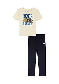 Baby Boys Bench Warmer Short Sleeve and Fleece Jogger Set