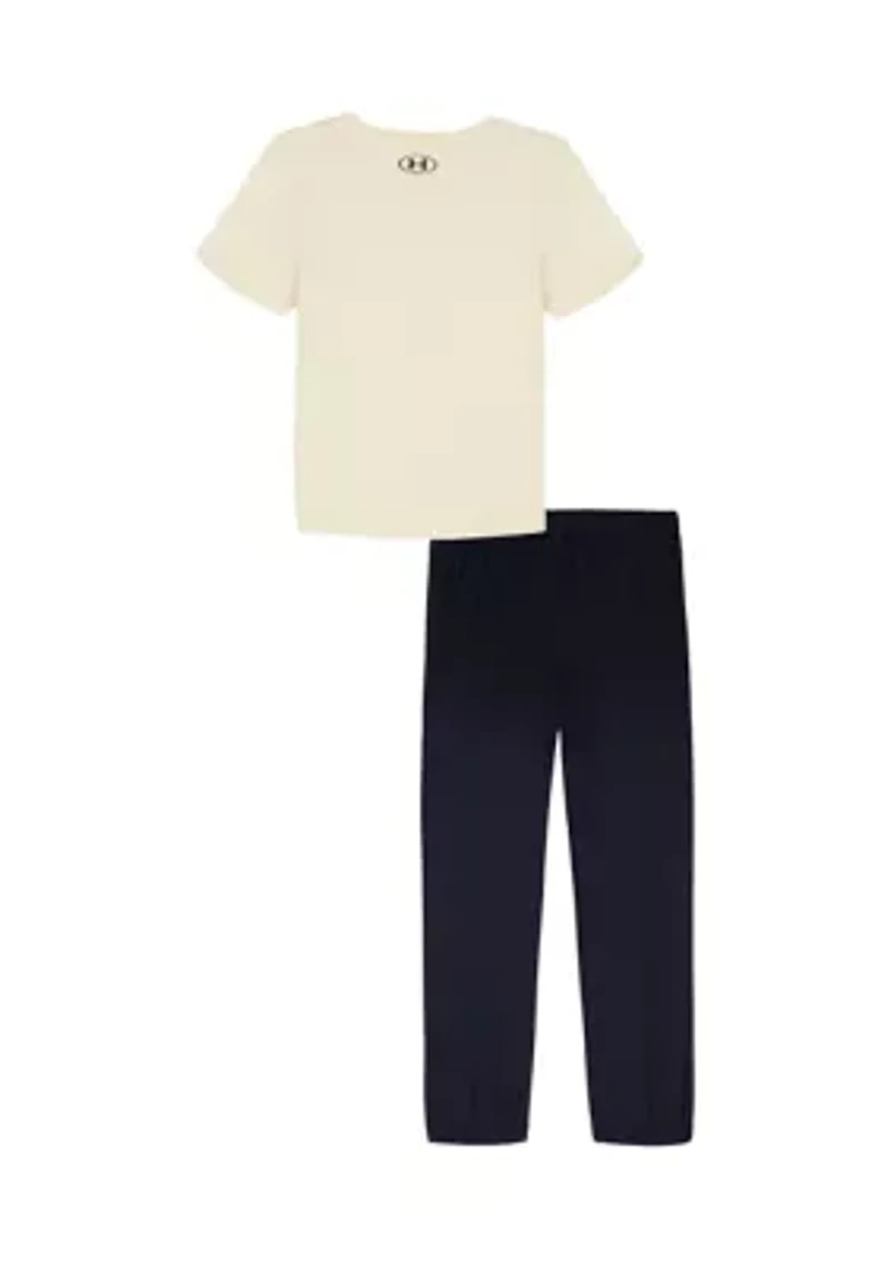 Baby Boys Bench Warmer Short Sleeve and Fleece Jogger Set