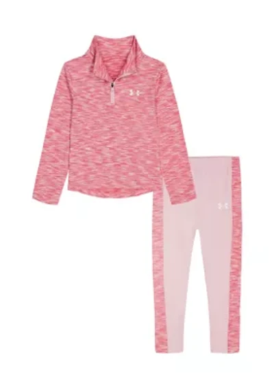 Baby Girls Printed 1/4 Zip Pullover and Leggings Set