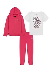 Toddler Girls 3 Piece Full Zip Hoodie Set