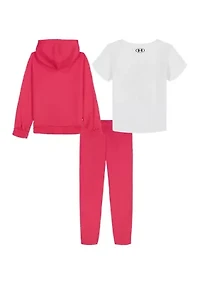 Toddler Girls 3 Piece Full Zip Hoodie Set