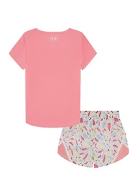 Baby Girls Graphic T-Shirt and Printed Shorts Set