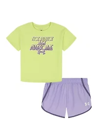 Baby Girls Awesome Woven Bodysuit Set