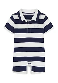 Baby Boys Striped Polo Shortalls