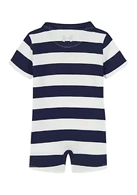 Baby Boys Striped Polo Shortalls
