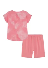 Toddler Girls Flag Graphic Tie Dye T-Shirt and Shorts Set