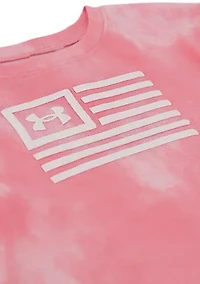 Toddler Girls Flag Graphic Tie Dye T-Shirt and Shorts Set