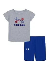 Toddler Girls Freedom Logo Graphic T-Shirt and Bike Shorts Set